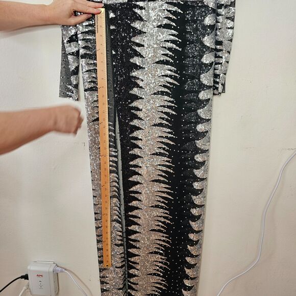 Isolated Heroes Handmade In The UK Black & Silver Sequin Mesh Maxi Dress Large - Picture 9 of 11